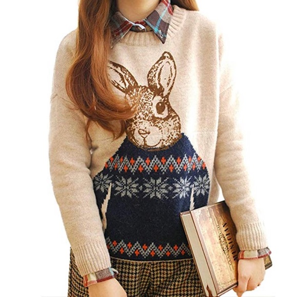 Korean Brand Sweaters - Rabbit Knit Loose Pullover
